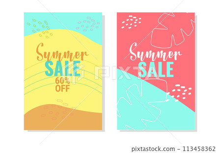 Summer sale layout template for banner coupon. Collection special discount offers summer time. 60 percent discount. Vector illustration. Summer sale layout template for banner coupon. Collection special discount offers summer time. 60 percent discount. Vector illustration. 113458362