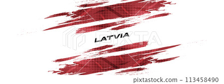 Flag of Latvia with Brush Style. National Republic of Latvia flag on White Background Flag of Latvia with Brush Style. National Republic of Latvia flag on White Background 113458490