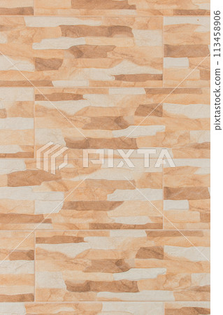 Vertical Wall Texture Stone Brown Tile Abstract Pattern Background Structure Grunge Backdrop Old 113458906