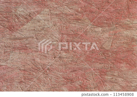 Red Paint Press Wood Texture Osb Background Building Material Surface Construction Surface Structure 113458908