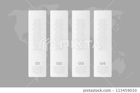 Vector timeline infographic process, 4 white steps 113459010