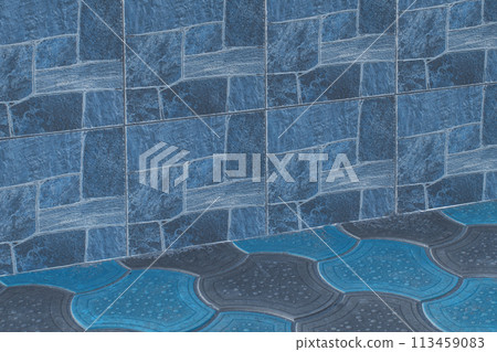Blue Paint Stone Tile Abstract Pattern Wall Building Facade Exterior Floor Line View Architecture Object Blue Paint Stone Tile Abstract Pattern Wall Building Facade Exterior Floor Line View Architecture Object 113459083