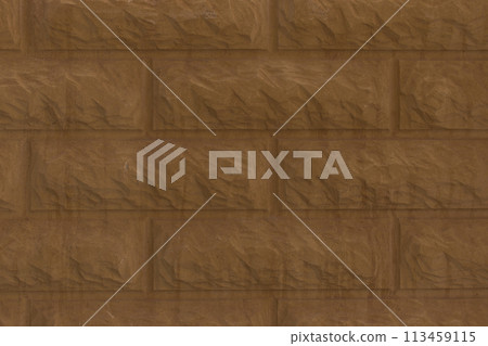 Close-up horizontal texture clay sand brown brick wall blocks abstract pattern background structure backdrop 113459115