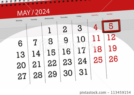 Calendar 2024, deadline, day, month, page, organizer, date, May, sunday, number 5 113459154