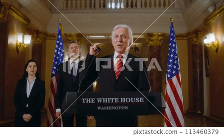 Senior US minister speaks at press campaign for media and television Senior US minister speaks at press campaign for media and television 113460379