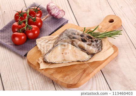 Raw wolffish steak for cooking Raw wolffish steak for cooking 113460403