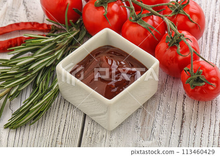 Tomato barbecue sauce on the bowl Tomato barbecue sauce on the bowl 113460429