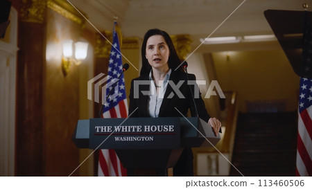 Female US minister gives inspirational speech in the White House Female US minister gives inspirational speech in the White House 113460506