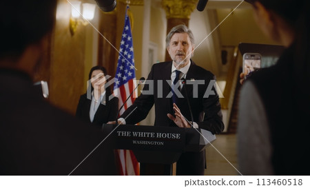 Minister speaks with journalists in the White House, gives interview for media Minister speaks with journalists in the White House, gives interview for media 113460518