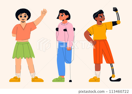 Hand drawn people with disabilities illustration 113460722