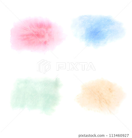 Watercolor set of abstract spots isolated on white background. Green, blue, pink and beige shades with texture paper. Hand drawn illustration of blots for design, banner, text. Template for decor. Watercolor set of abstract spots isolated on white background. Green, blue, pink and beige shades with texture paper. Hand drawn illustration of blots for design, banner, text. Template for decor. 113460927