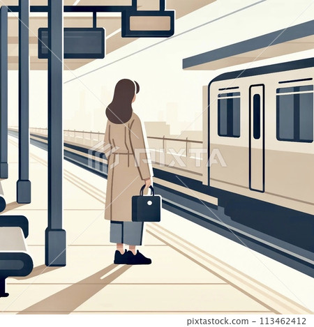 A woman waiting for a train 113462412