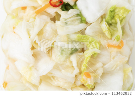 Chinese cabbage pickles on white background 113462932