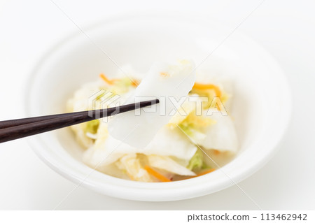 Chinese cabbage pickles on white background 113462942