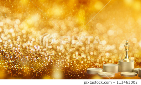 The gold king chess and coins for Business concept 3d rendering. 113463002