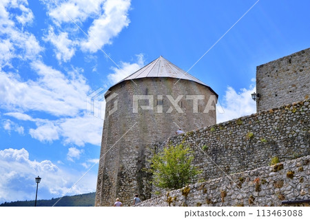 Old castle in Travnik. Panoramic view over Travnik in Bosnia and Herzegovina during summer. Top destination 113463088