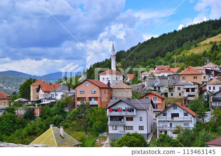 Old castle in Travnik. Panoramic view over Travnik in Bosnia and Herzegovina during summer. Top destination 113463145