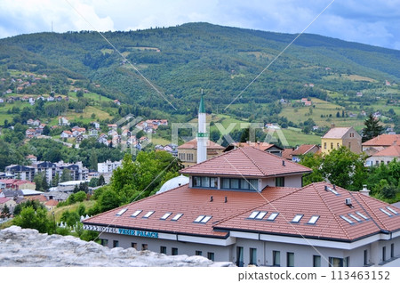 Old castle in Travnik. Panoramic view over Travnik in Bosnia and Herzegovina during summer. Top destination 113463152