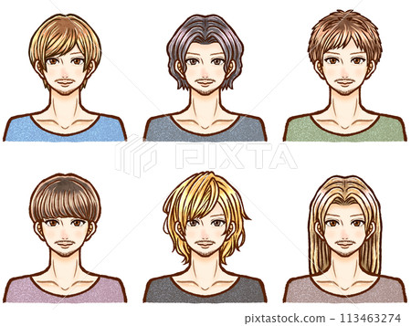 Illustration material set of handsome adult men with beards Illustration material set of handsome adult men with beards 113463274