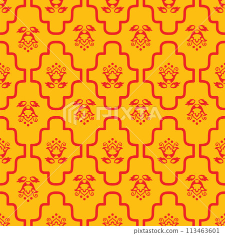Decorative ornamental diaper seamless pattern vector yellow Decorative ornamental diaper seamless pattern vector yellow 113463601