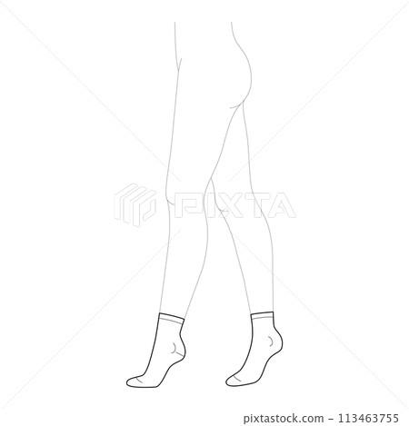 Ankle-high stocking hosiery hose. Fashion accessory clothing technical illustration. Vector side view for Men, women 113463755