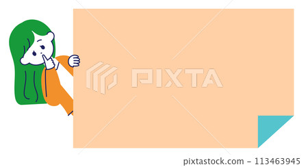 一位穿著西裝的女人從便利貼側面偷看的插圖 113463945