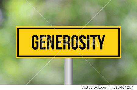 Generosity road sign on blur background Generosity road sign on blur background 113464294