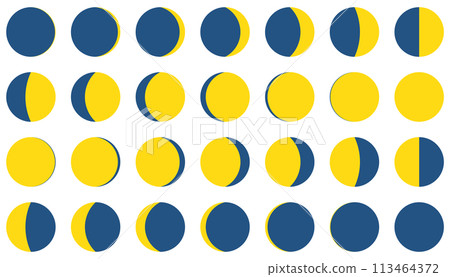 月相、新月和滿月圖標的向量插圖集 113464372
