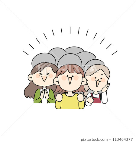 Illustration of happy women Illustration of happy women 113464377