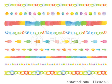 Colorful and lively watercolor line material set 113464800