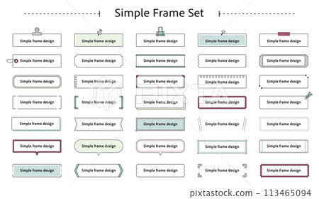Frame set, speech bubble, pop, decoration, decorative border, variation, line drawing, simple, cute, light blue 113465094