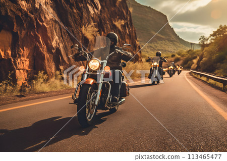 Spectacular Motorcycle crew Embarks on an Adventurous Journey Together ai generated art 113465477