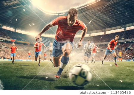 football mach in full stadium ai generated art 113465486