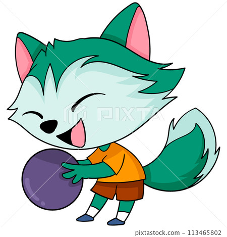 the ferret animal was playing ball alone happily the ferret animal was playing ball alone happily 113465802