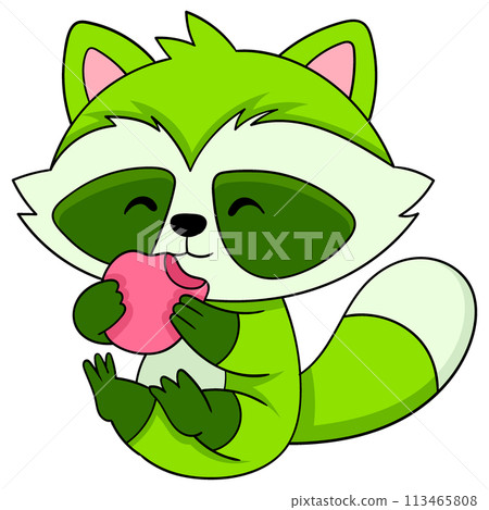 Green ferret cub is sitting holding food Green ferret cub is sitting holding food 113465808