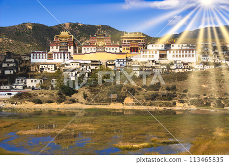 Beautiful scenery at Shangri-La's Songzanlin Temple Beautiful scenery at Shangri-La's Songzanlin Temple 113465835