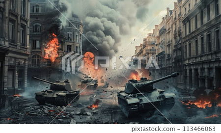 Multiple Tanks Invading City Streets 113466063