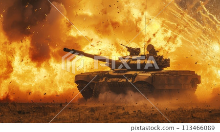 Tank Facing Large Fire 113466089