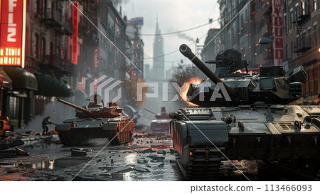 Tanks Engaged in Urban Warfare 113466093