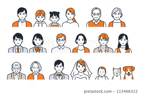 Simple vector illustration icon set material of people of various ages Simple vector illustration icon set material of people of various ages 113466322