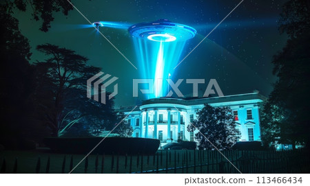 White House Attacked by an aliens With Blue Light on Top White House Attacked by an aliens With Blue Light on Top 113466434