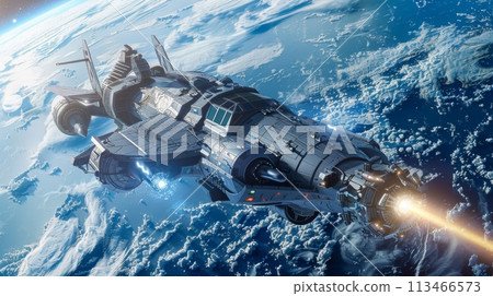 Space Station Flying Over the Earth Space Station Flying Over the Earth 113466573