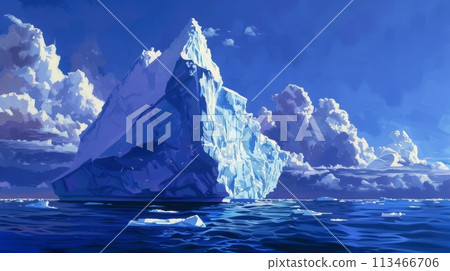 Majestic Iceberg Floating in the Ocean Majestic Iceberg Floating in the Ocean 113466706
