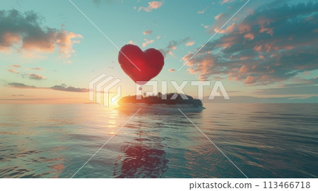 Heart Shaped Balloon Floating Over Water Heart Shaped Balloon Floating Over Water 113466718