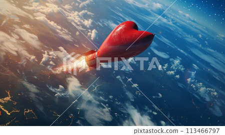 Red Rocket Soars Through Air Red Rocket Soars Through Air 113466797
