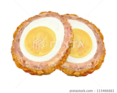 2個蘇格蘭蛋(橫切面) 2個蘇格蘭蛋(橫切面) 113466881