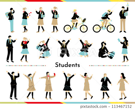 Student character illustration set 113467152