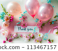A colorful and pop thank you message card 113467157