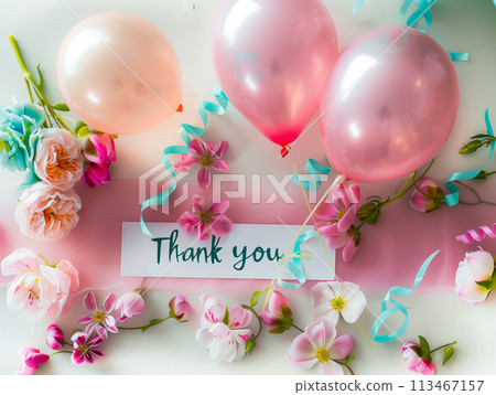 A colorful and pop thank you message card 113467157