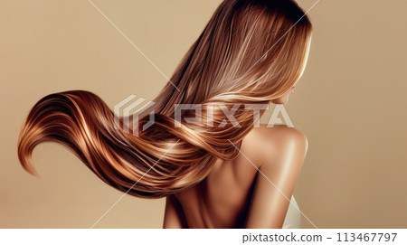 “閃亮的栗色頭髮——從背面看優雅” “閃亮的栗色頭髮——從背面看優雅” 113467797